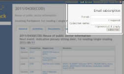 Screenshot of how to suscibe by email