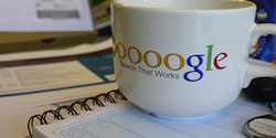 Google mug on a desk