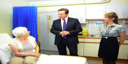 Prime Minister David Cameron visits a GP's surgery in Bedford, July 2010